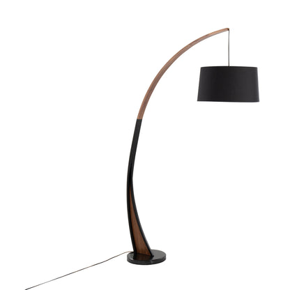 Mid-Century Modern Floor Lamp with Walnut Wood Frame and Marble Base - okeli lights