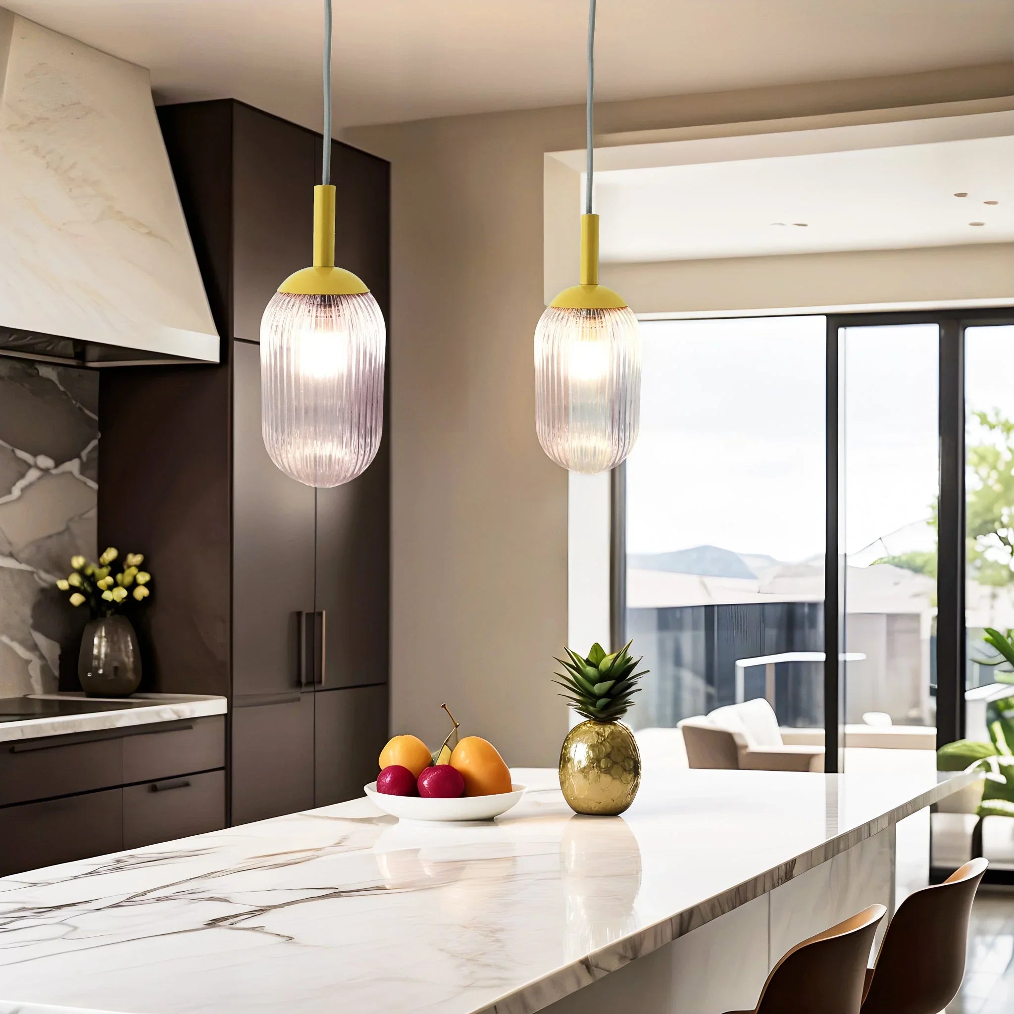 Mid-Century Modern Classic Pendant Lamp Gold and Clear Glass - okeli lights