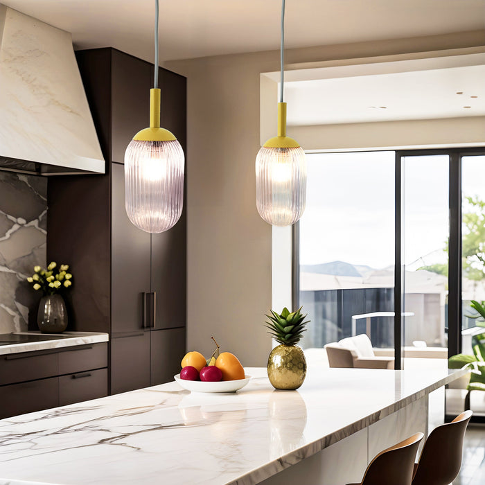 Mid-Century Modern Classic Pendant Lamp Gold and Clear Glass - okeli lights