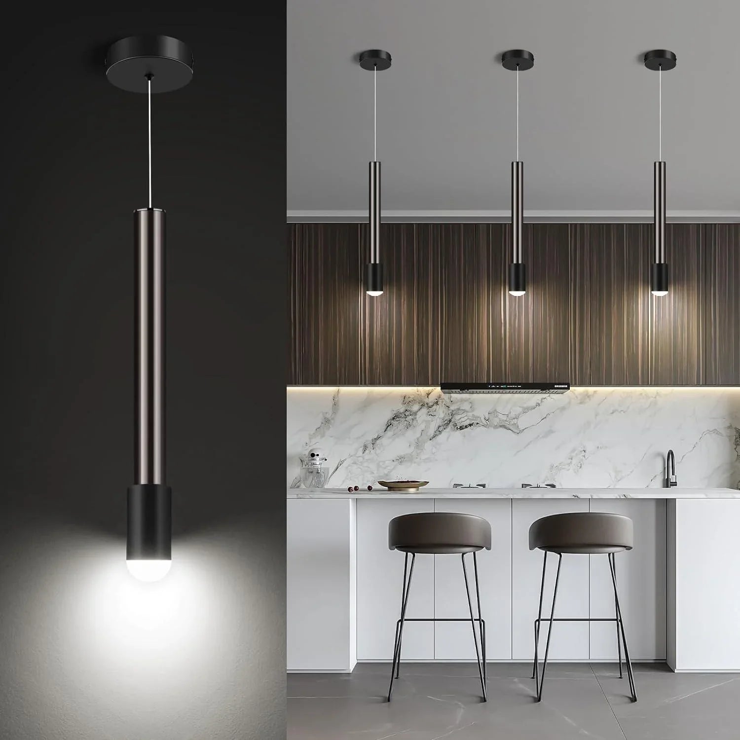OKELI Mini Black Pendant Light Fixtures Modern Kitchen Island Led 4000K - okeli lights