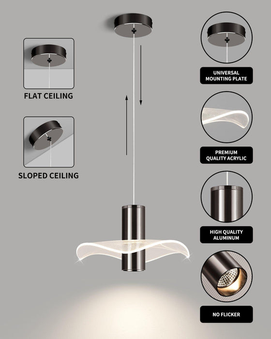 OKELI Modern Pendant Light Kitchen Island Black Dimmable LED - okeli lights