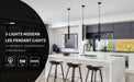 OKELI Pendant Lights Kitchen Island Modern Black Fixture LED Minimalist Strip 3Pack - okeli lights