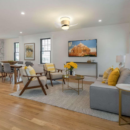 OKELI Modern Gold Ceiling Fan with Lights APP Control Adjustable Color - okeli lights