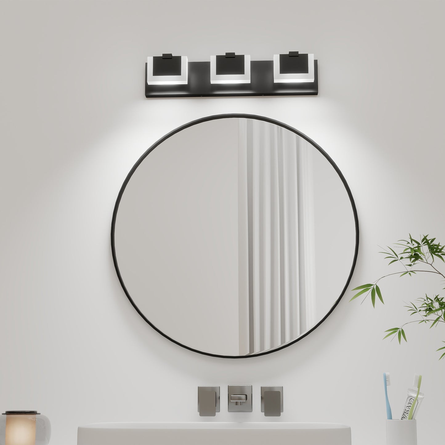 Modern Black Vanity Light Up and Down LED Fixtures Bathroom Wall Light Over Mirror 6000K