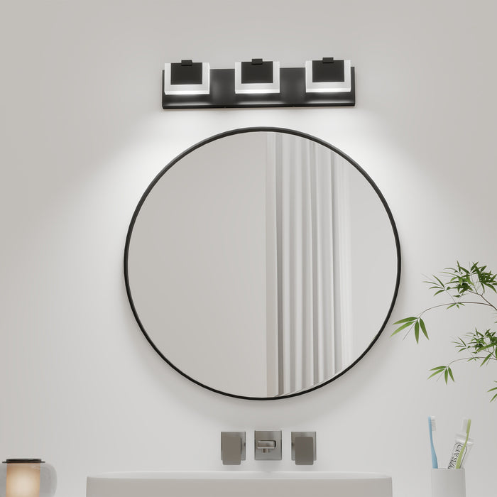 Modern Black Vanity Light Up and Down LED Fixtures Bathroom Wall Light Over Mirror 6000K