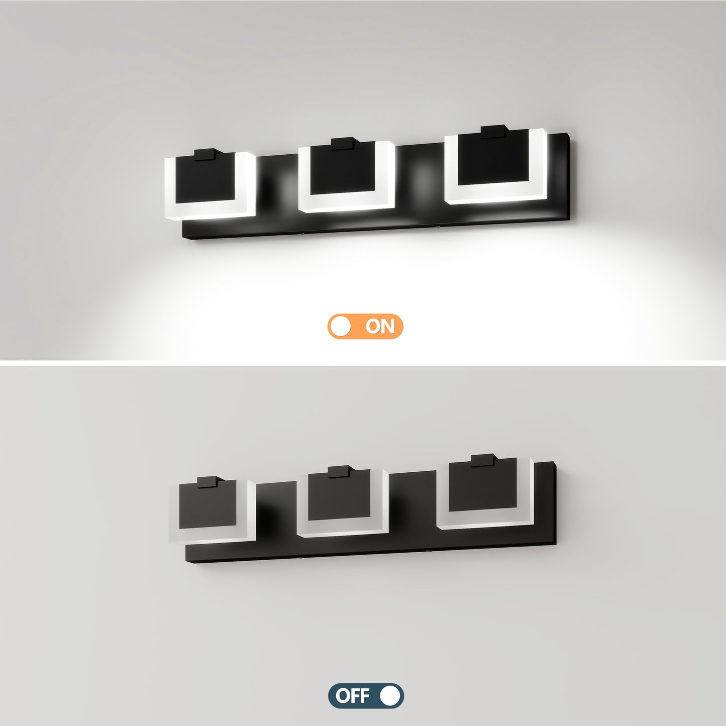 Modern Black Vanity Light Up and Down LED Fixtures Bathroom Wall Light Over Mirror 6000K