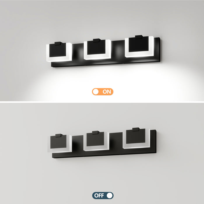 Modern Black Vanity Light Up and Down LED Fixtures Bathroom Wall Light Over Mirror 6000K