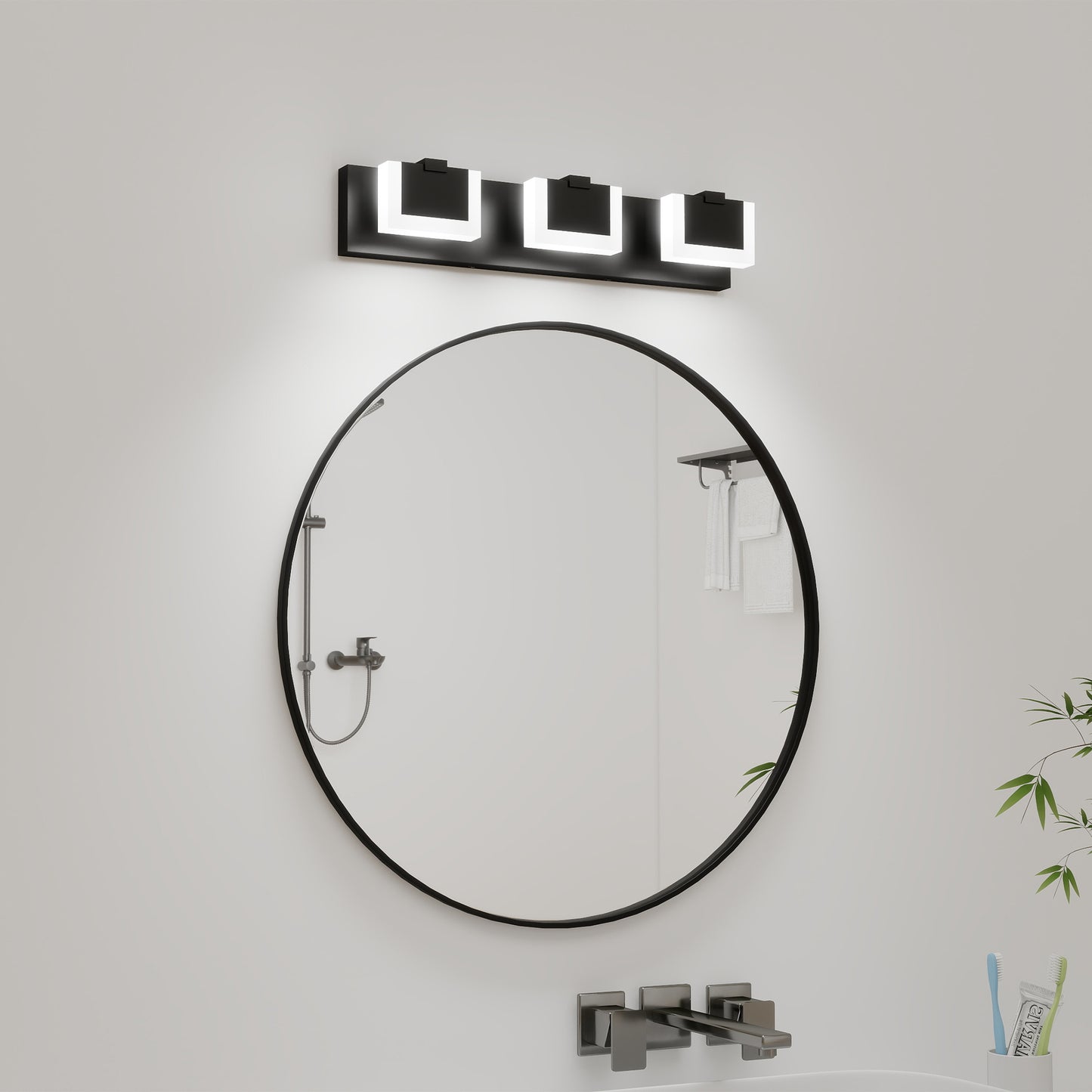 Modern Black Vanity Light Up and Down LED Fixtures Bathroom Wall Light Over Mirror 6000K