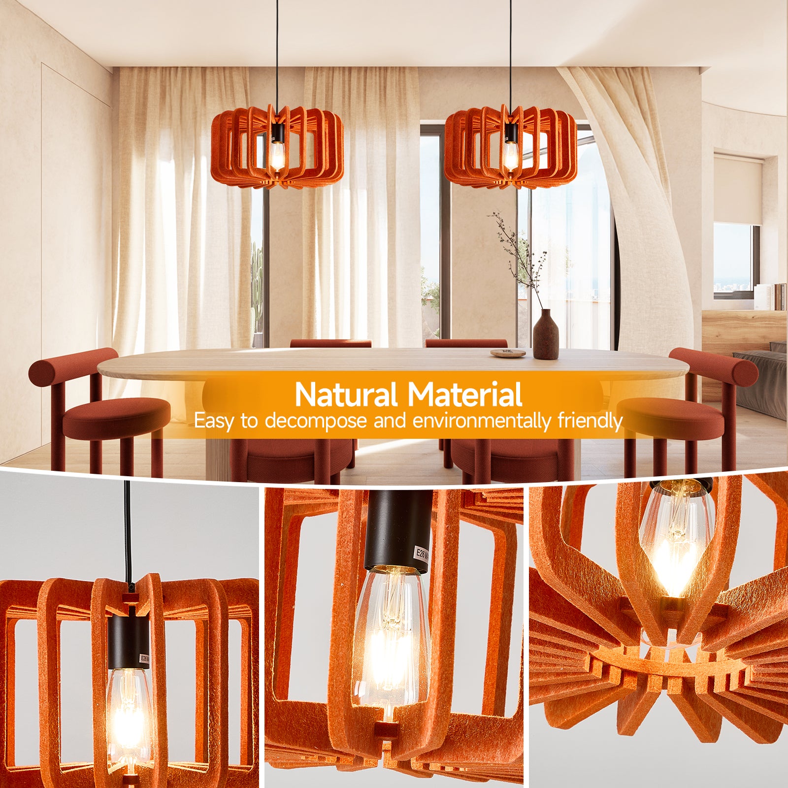 Modern Boho Pendant Lights DIY Hanging Lamp Shade with 59ft Adjustable Wire Chandelier for Reading Corner Restaurant