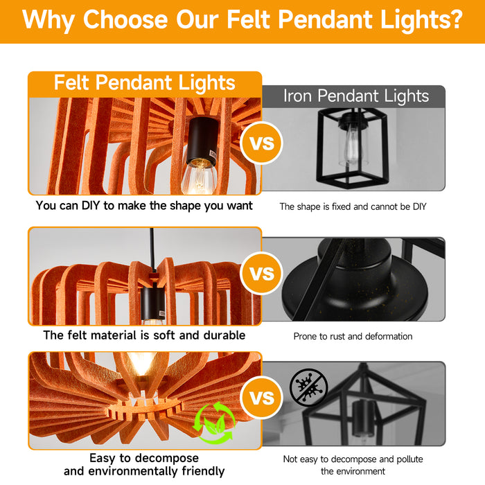 Modern Boho Pendant Lights DIY Hanging Lamp Shade with 59ft Adjustable Wire Chandelier for Reading Corner Restaurant