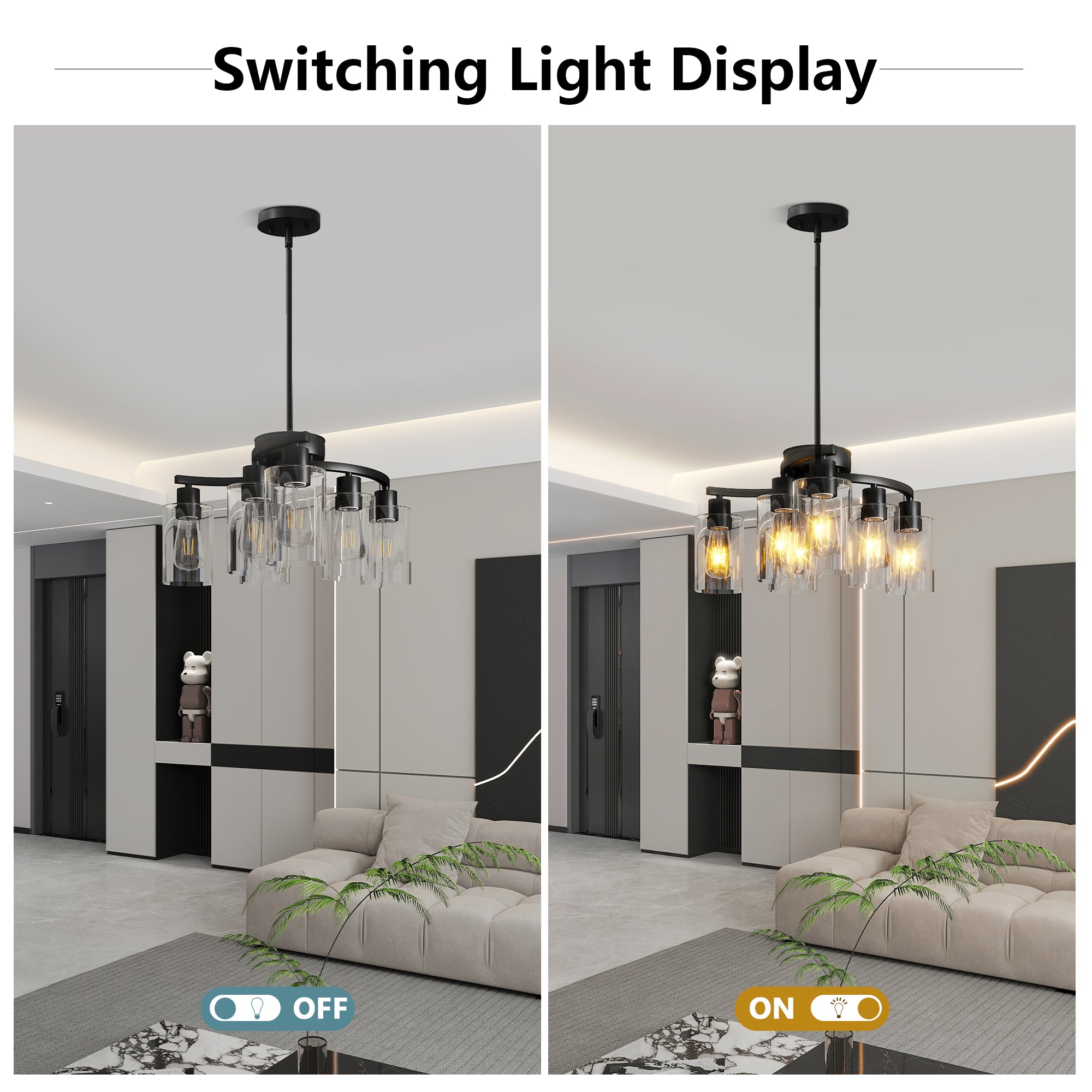 Modern Farmhouse Chandelier Contemporary Dining Room Light Fixture Adjustable Height Hanging Industrial