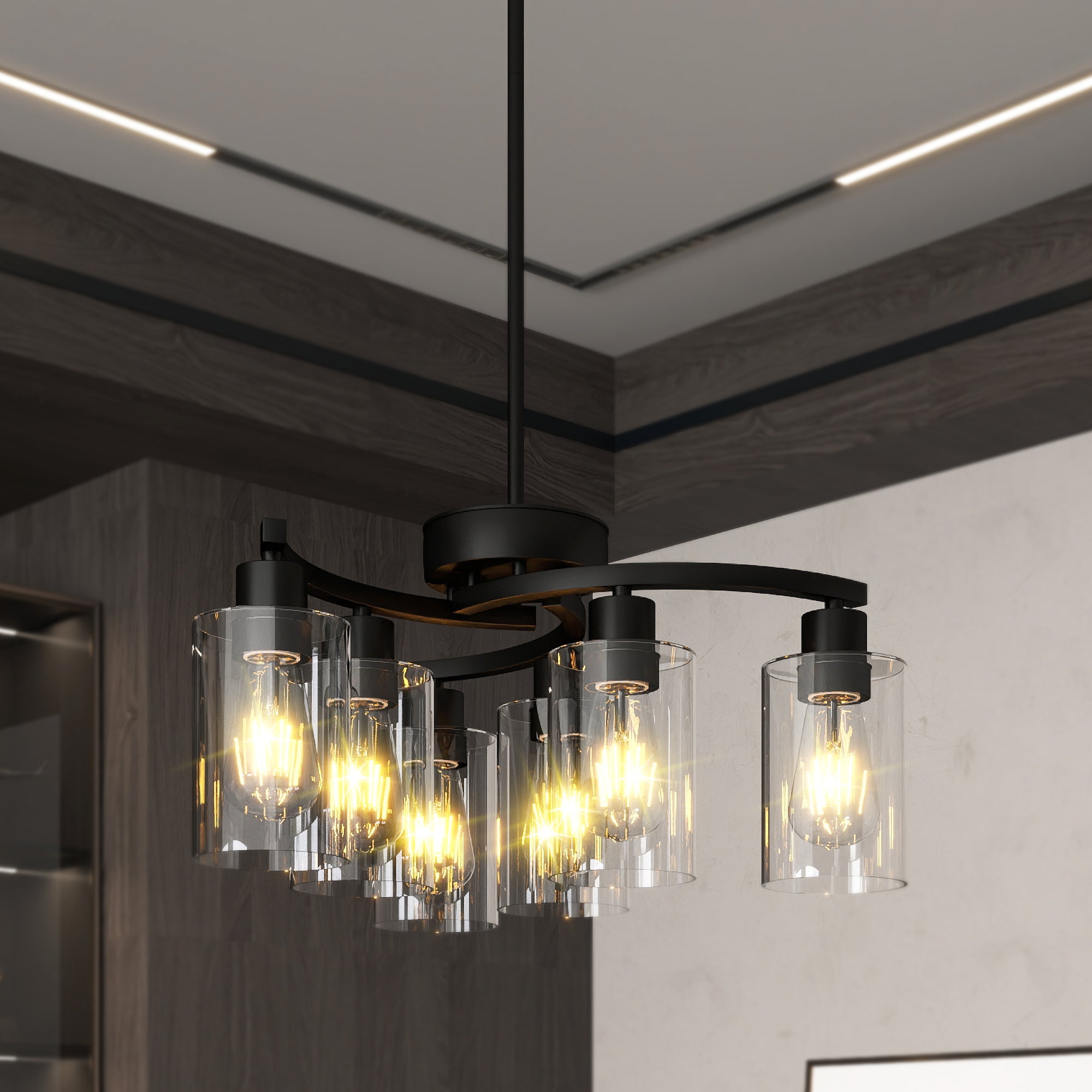 Modern Farmhouse Chandelier Contemporary Dining Room Light Fixture Adjustable Height Hanging Industrial