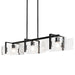 Chandelier with black frame and clear glass panels