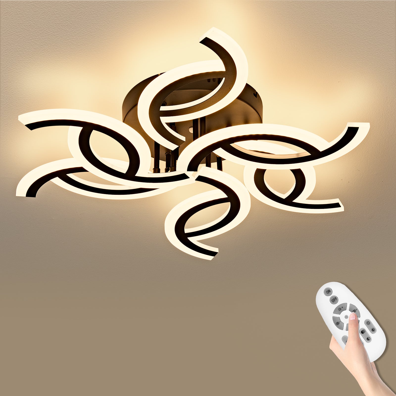 Modern LED Ceiling Light with Remote | 3 Color Dimmable Acrylic Ceiling Fixture