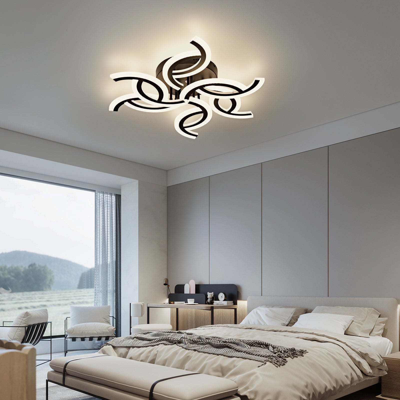 Modern LED Ceiling Light with Remote | 3 Color Dimmable Acrylic Ceiling Fixture