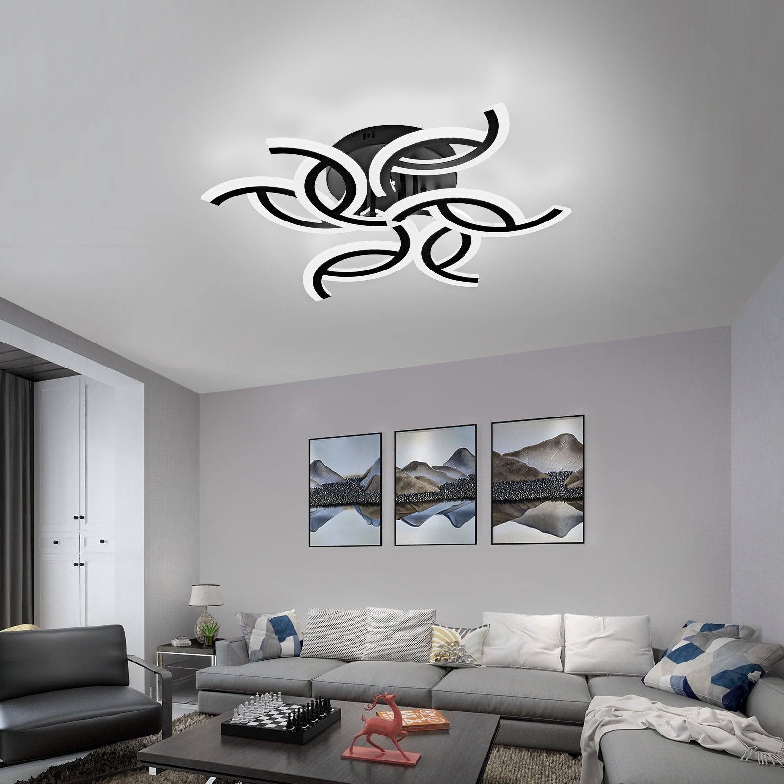 Modern LED Ceiling Light with Remote | 3 Color Dimmable Acrylic Ceiling Fixture