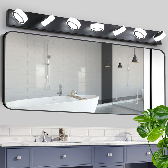Modern LED Vanity Light Fixture 7-6-5-4-Light Black Bathroom Wall Sconce Dimmable