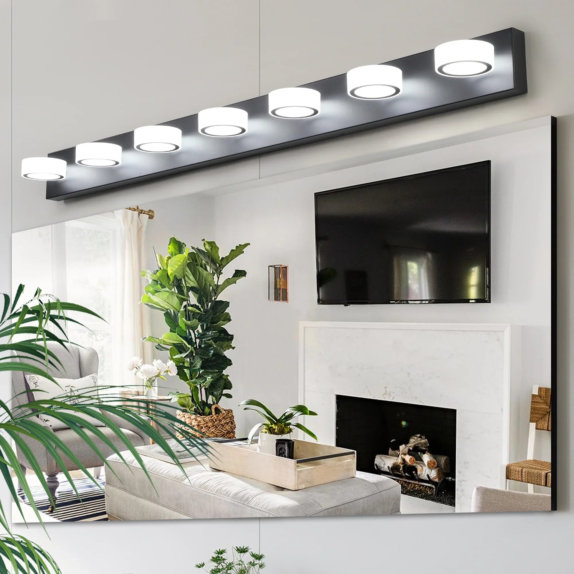 Modern LED Vanity Light Fixture 7-6-5-4-Light Black Bathroom Wall Sconce Dimmable - okeli lights