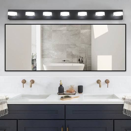 Modern LED Vanity Light Fixture 7-6-5-4-Light Black Bathroom Wall Sconce Dimmable - okeli lights