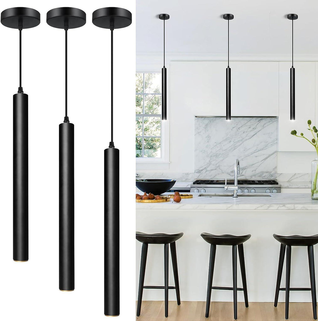 OKELI Pendant Lights Kitchen Island Modern Black Fixture LED Minimalist Strip 3Pack okeli lights