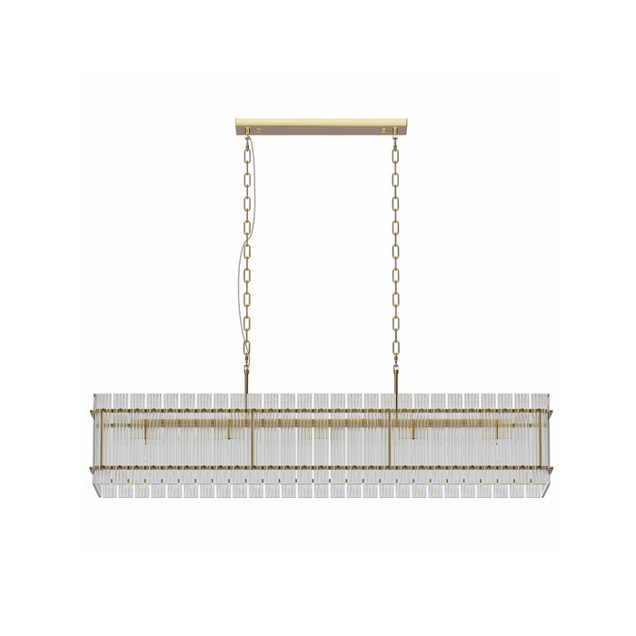 Modern Rectangular Crystal Glass Chandelier 10-Lights Contemporary Pendant Ceiling Lighting Fixture