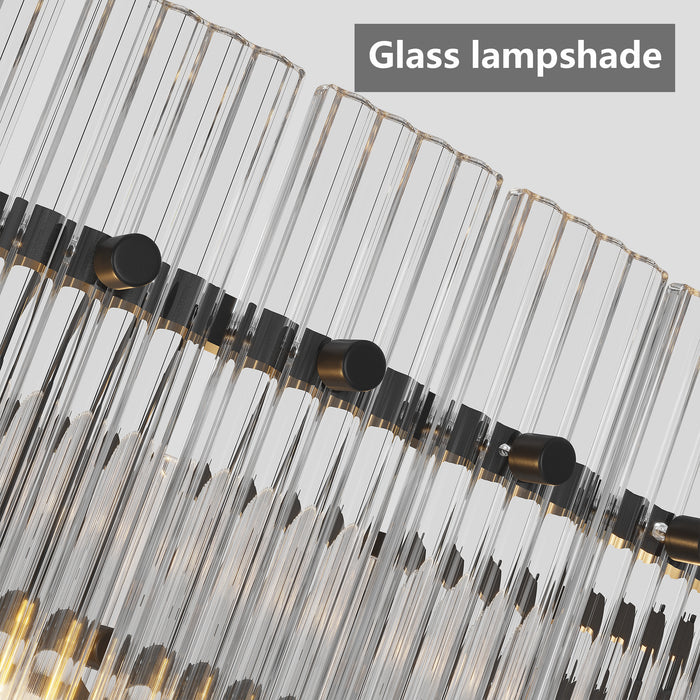 37" Modern Round Chandelier 2-Tier 8-Light Water Ripple Crystal Glass Luxury