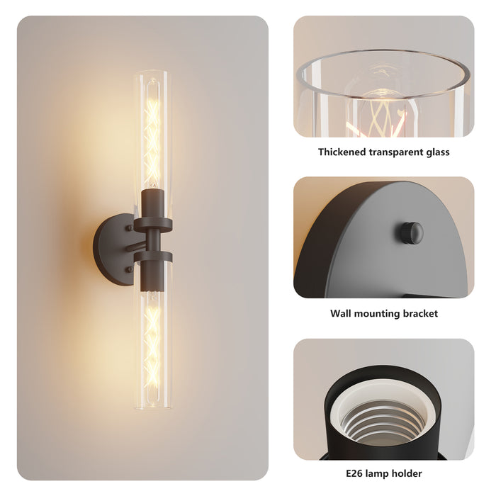 Modern Sconces Wall Decor Set of 2 Pack Wall Light Fixtures with Clear Glass