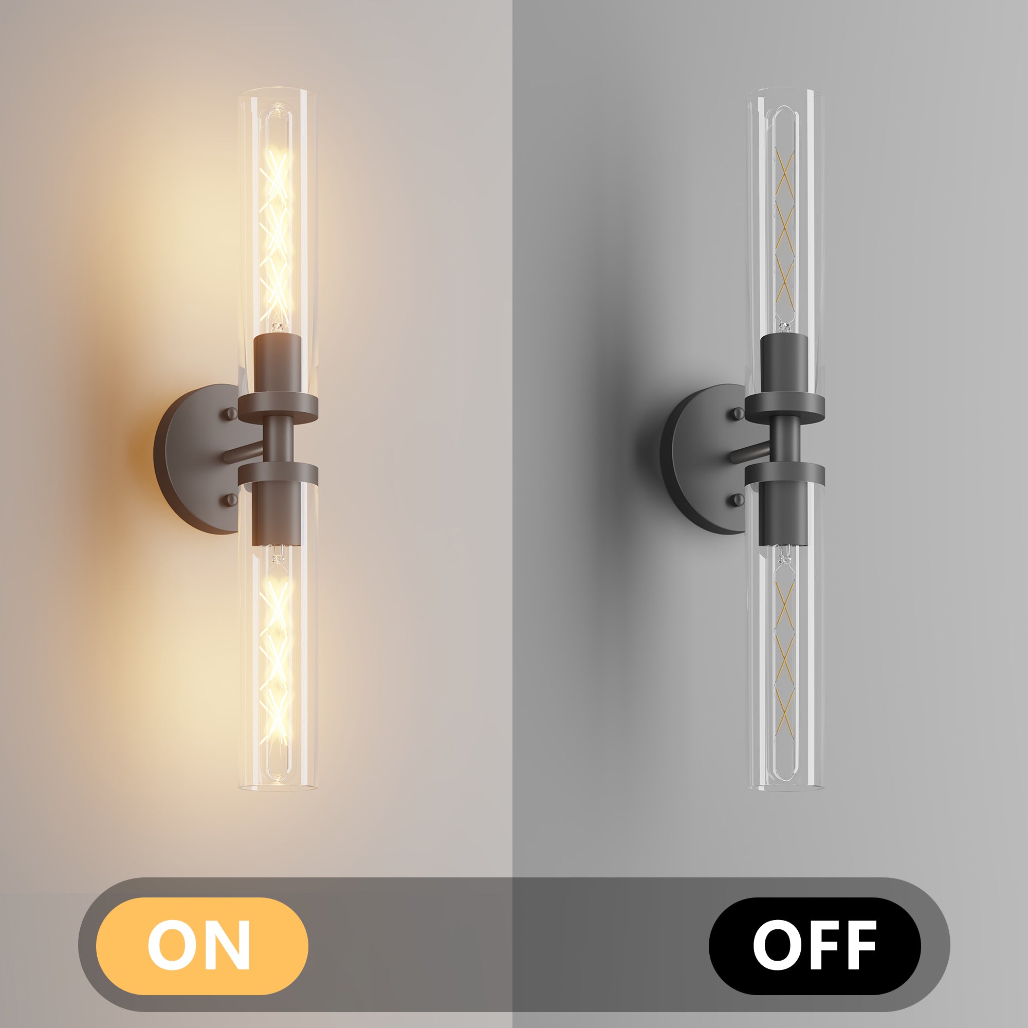 Modern Sconces Wall Decor Set of 2 Pack Wall Light Fixtures with Clear Glass