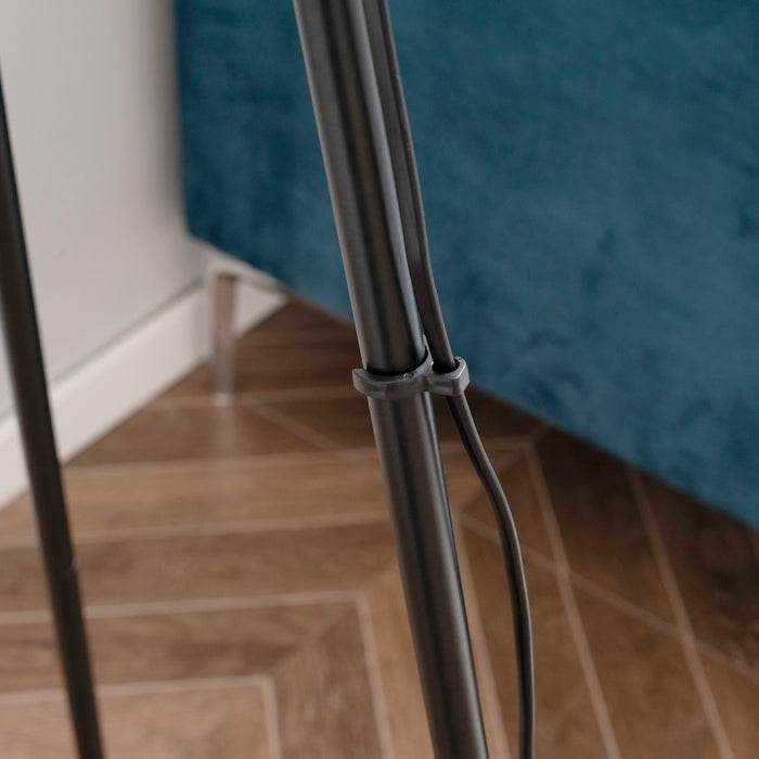 Modern Tripod Floor Lamp Free Standing Land Lamp Steel Frame Footswitch Fabric Lampshade and E26 Base