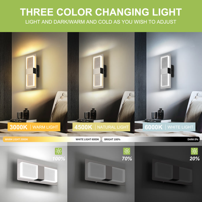 Modern Wall Sconce LED Indoor 3CCT Dimmable Wall Light Fixture Decor - okeli lights