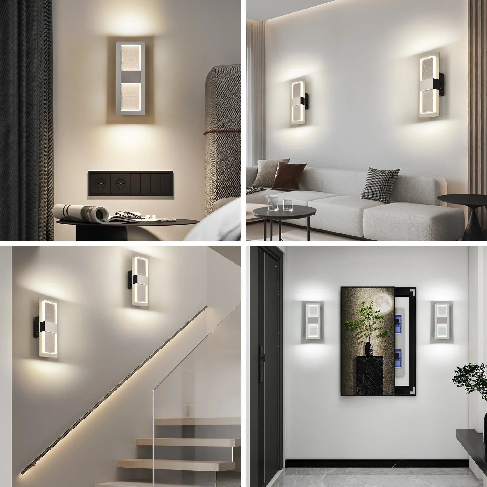 Modern Wall Sconce LED Indoor 3CCT Dimmable Wall Light Fixture Decor 2-pack - okeli lights
