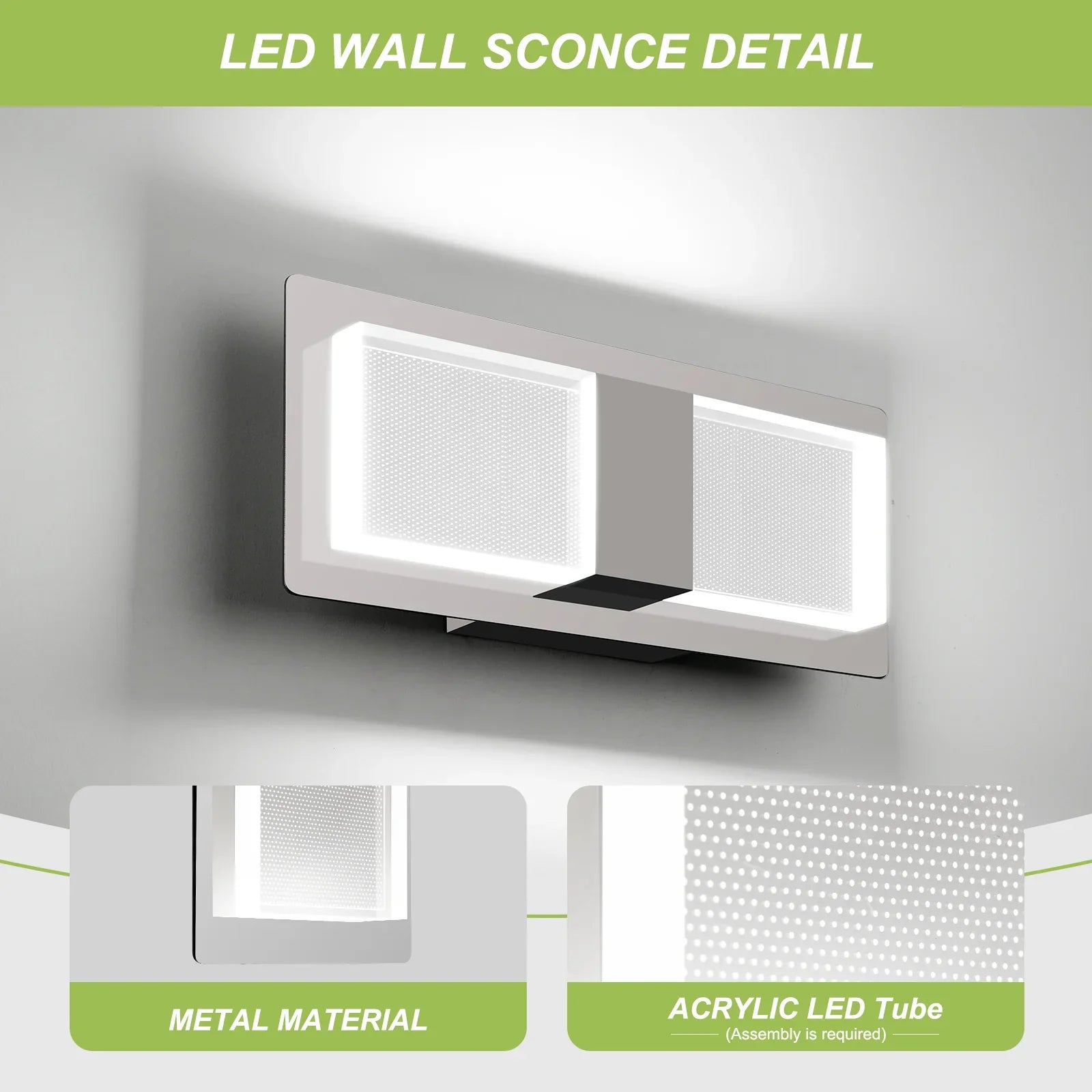 Modern Wall Sconce LED Indoor 3CCT Dimmable Wall Light Fixture Decor 2-pack - okeli lights