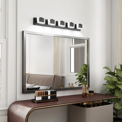 Modern Black Vanity Light Up and Down LED Fixtures Bathroom Wall Light Over Mirror 6000K