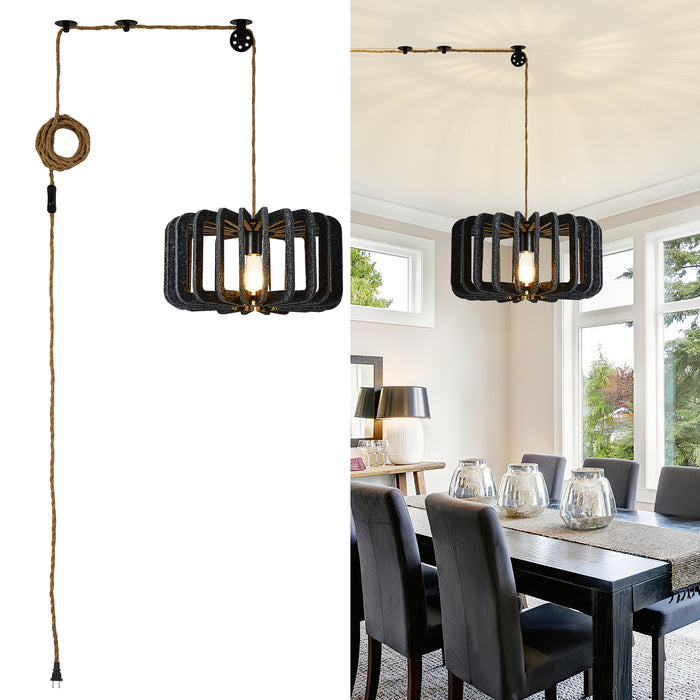 Modern Boho Pendant Lights DIY Hanging Lamp Shade with 59ft Adjustable Wire Chandelier for Reading Corner Restaurant