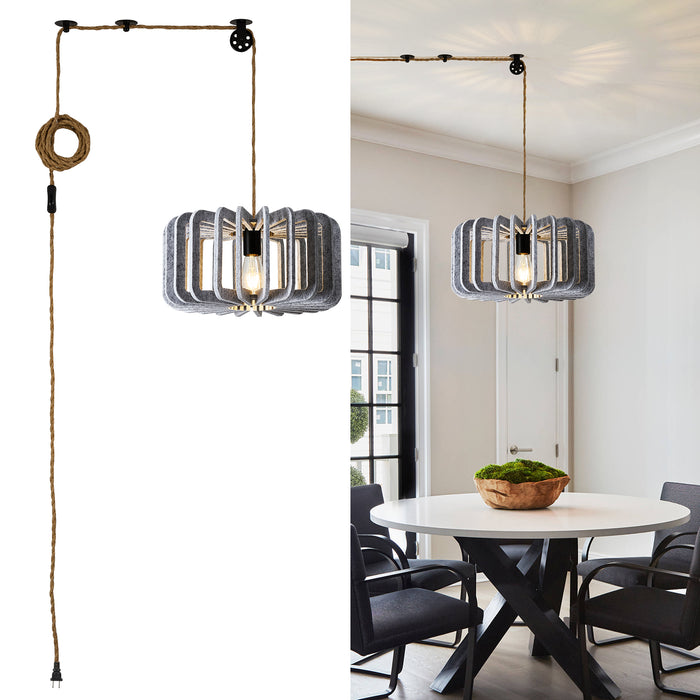 Modern Boho Pendant Lights DIY Hanging Lamp Shade with 59ft Adjustable Wire Chandelier for Reading Corner Restaurant