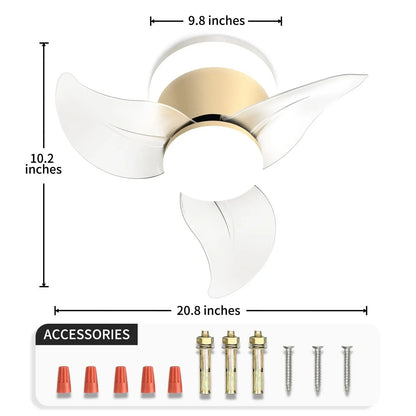 OKELI Modern Gold Ceiling Fan with Lights APP Control Adjustable Color - okeli lights