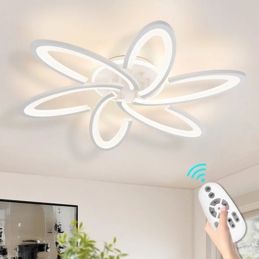 Modern LED Ceiling Light 6+1 Rings Dimmable Fixtures Flush Mount Lamp with Remote - okeli lights