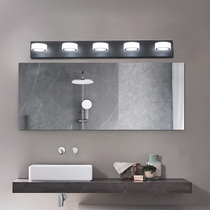 Modern LED Vanity Light Fixture 7-6-5-4-Light Black Bathroom Wall Sconce Dimmable