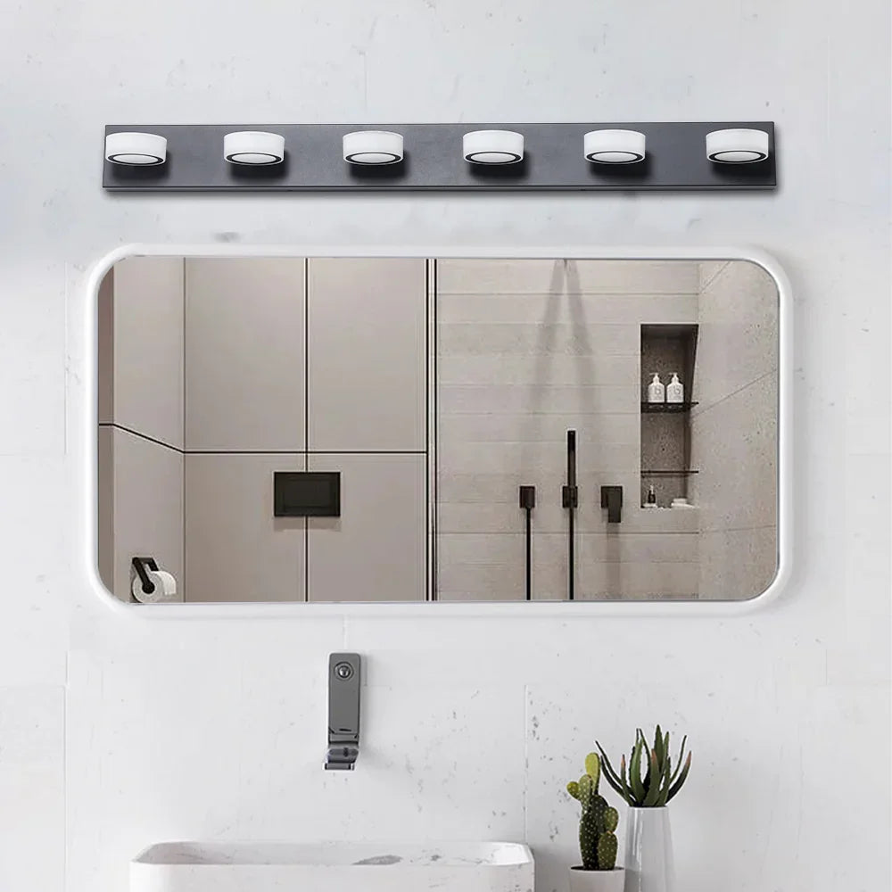 Modern LED Vanity Light Fixture 7-6-5-4-Light Black Bathroom Wall Sconce Dimmable - okeli lights