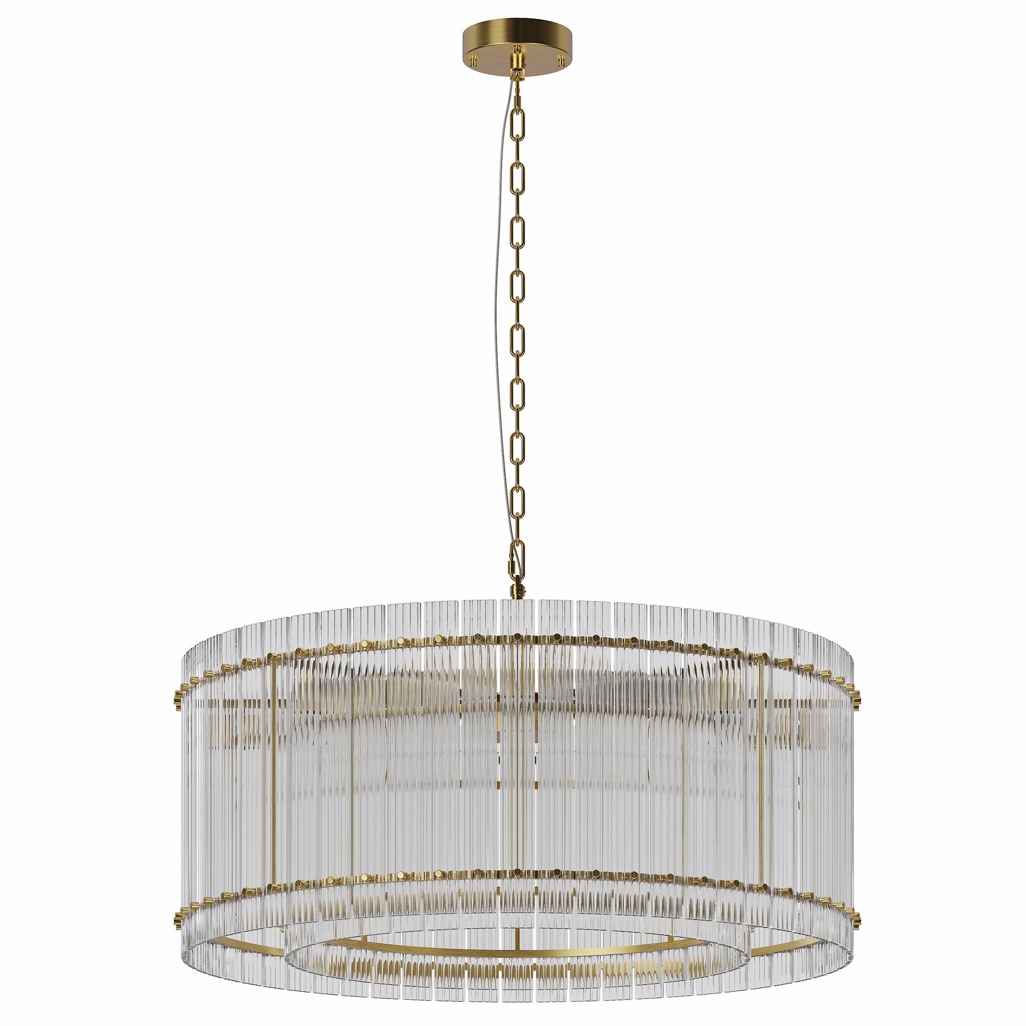37" Modern Round Chandelier 2-Tier 8-Light Water Ripple Crystal Glass Luxury