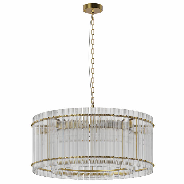 37" Modern Round Chandelier 2-Tier 8-Light Water Ripple Crystal Glass Luxury