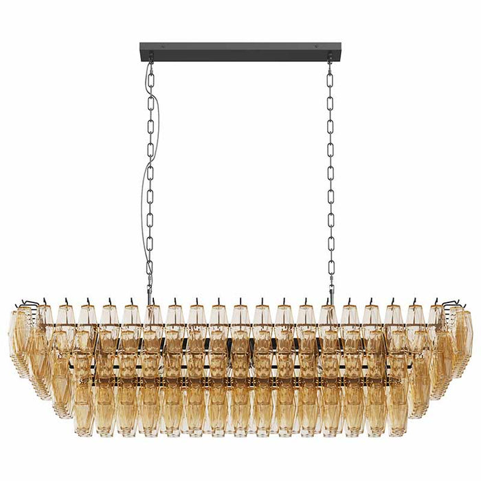 Modern 37" Extra Large Chandeliers 14-Light with Tiered Smoke Glass Tubes Ceiling Light Round and Rectangular