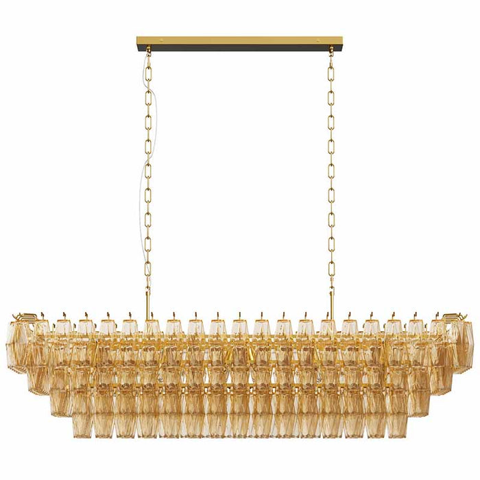 Modern 37" Extra Large Chandeliers 14-Light with Tiered Smoke Glass Tubes Ceiling Light Round and Rectangular