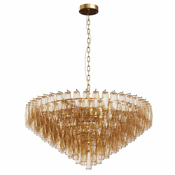 Modern 37" Extra Large Chandeliers 14-Light with Tiered Smoke Glass Tubes Ceiling Light Round and Rectangular