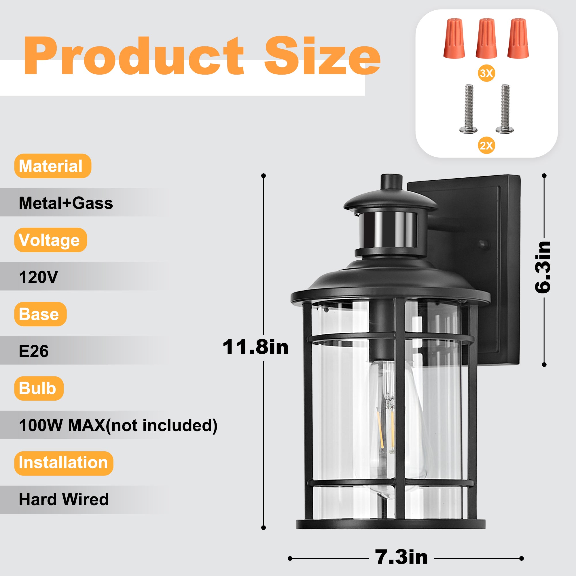 OKELI Motion Sensor Outdoor Wall Lights Dusk to Dawn Porch Light 3 Lighting Modes Waterproof Anti-Rust for House Porch Garage