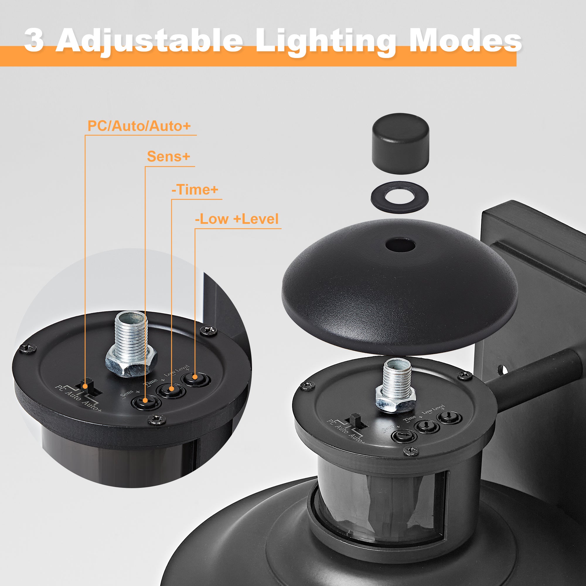 OKELI Motion Sensor Outdoor Wall Lights Dusk to Dawn Porch Light 3 Lighting Modes Waterproof Anti-Rust for House Porch Garage