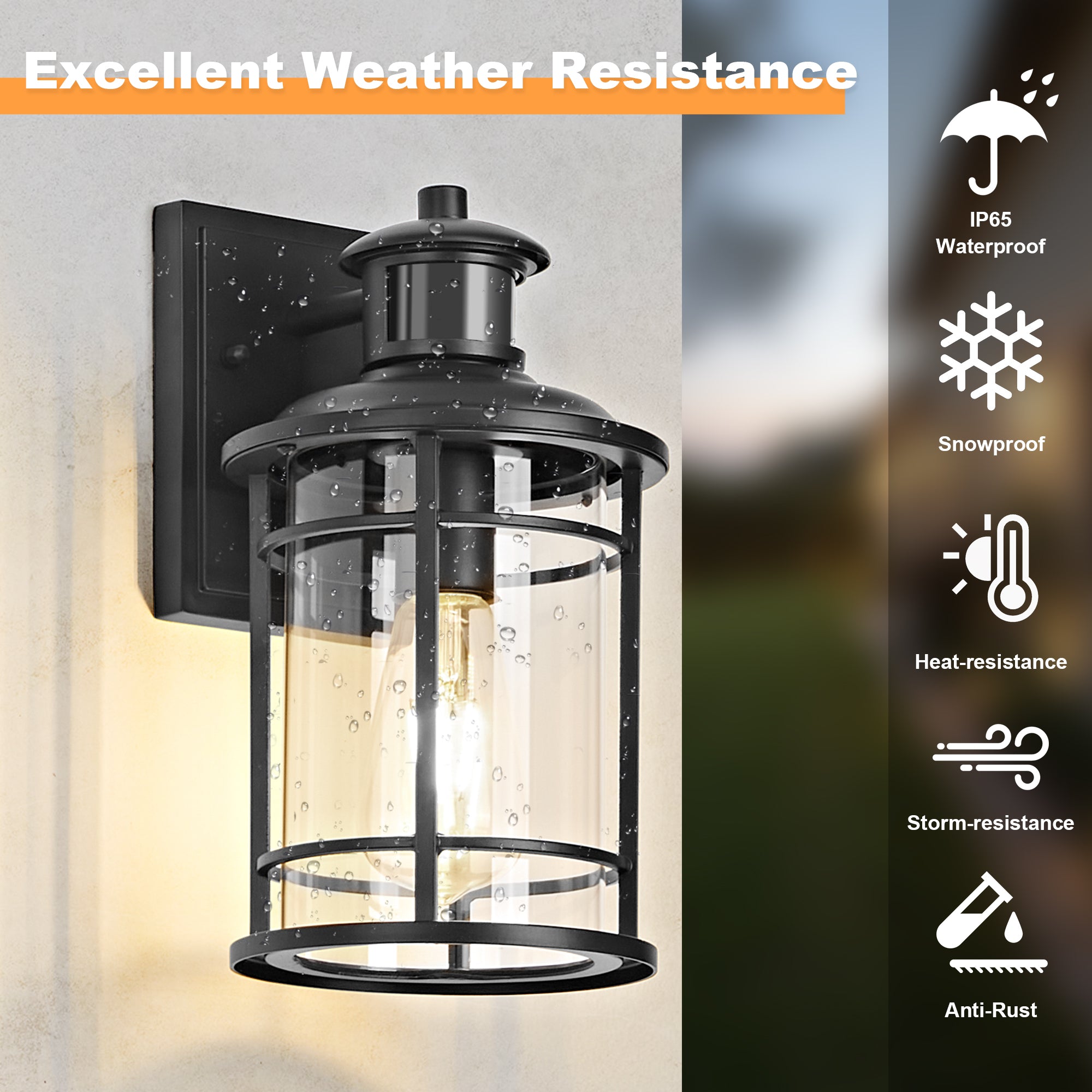 OKELI Motion Sensor Outdoor Wall Lights Dusk to Dawn Porch Light 3 Lighting Modes Waterproof Anti-Rust for House Porch Garage