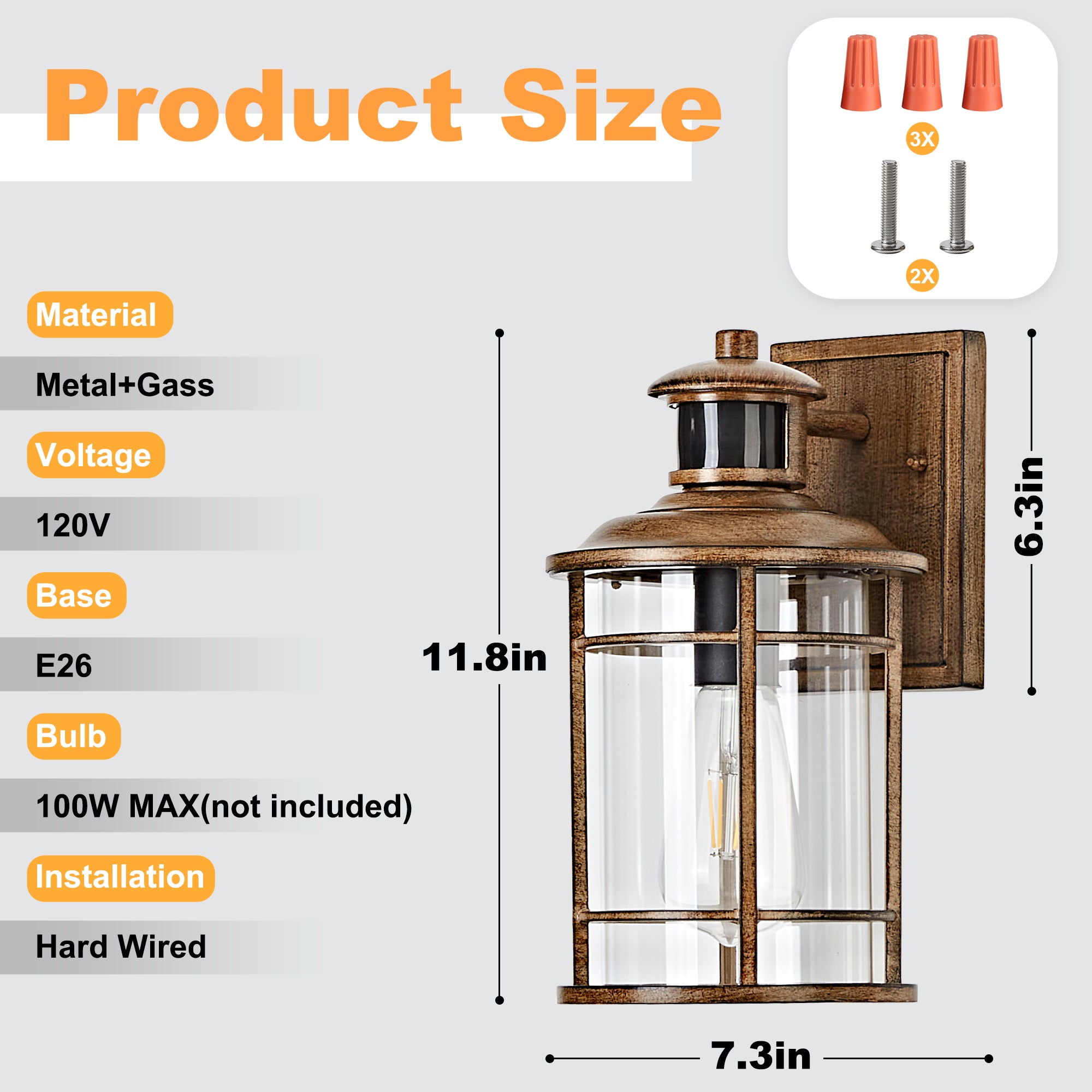 OKELI Motion Sensor Outdoor Wall Lights Dusk to Dawn Porch Light 3 Lighting Modes Waterproof Anti-Rust for House Porch Garage