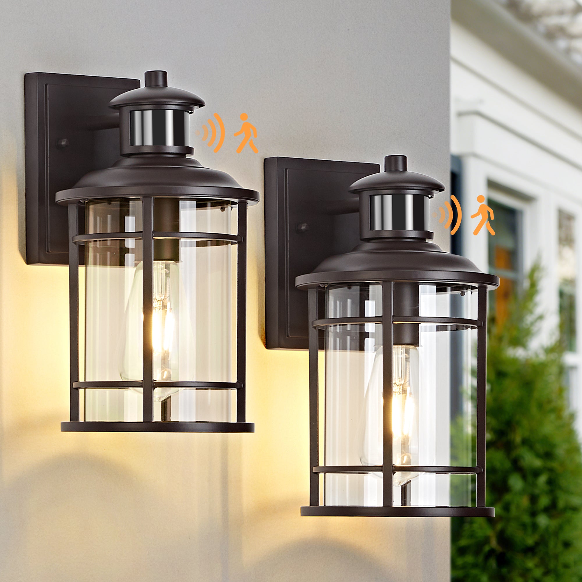 OKELI Motion Sensor Outdoor Wall Lights Dusk to Dawn Porch Light 3 Lighting Modes Waterproof Anti-Rust for House Porch Garage