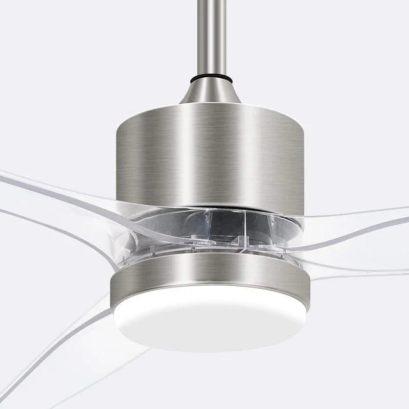 OKELI Clear Fan Blades Ceiling Fan with Light, 52 Inch Brushed Nickel Transparent Ceiling Fans 3 Reversible Blade - okeli lights